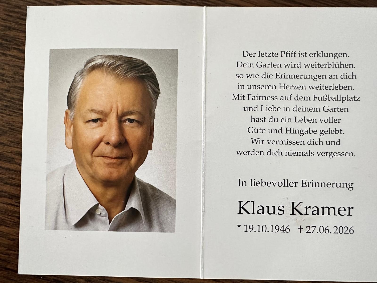 Trauer um Klaus Kramer